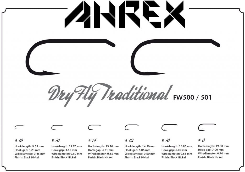 Ahrex FW500 Dry Fly Hooks #18