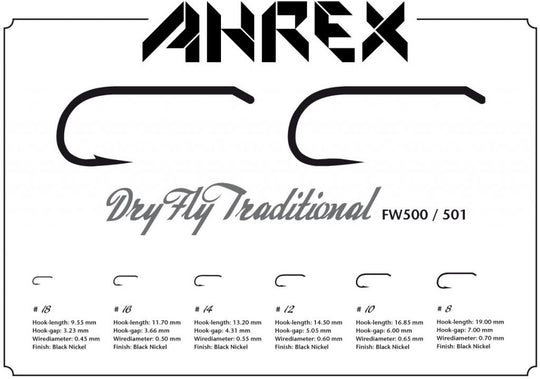 Ahrex FW500 Dry Fly Hooks #18